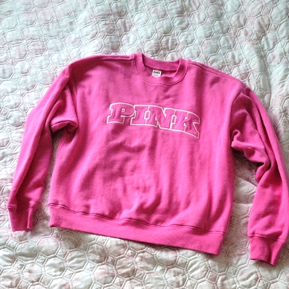 PINK Victoria's Secret Women's Vibrant Pink Crew Neck Sweater - Picture 1 of 6